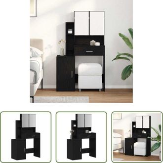 vidaXL Specchio - Tavolo da Trucco Rovere Nero 80 x 35 x 132 cm Legno multistrato