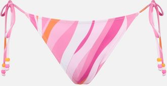 MC2 Saint Barth Woman Shape Wave Print Swim Briefs With Side Laces And Charms