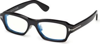 Tom Ford Blue Light Block Rectangular Mens Eyeglasses FT6113-D-B 001 56