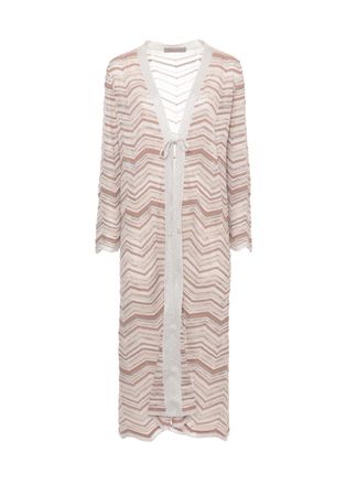 D.exterior Beige Chevron Lurex Cardigan