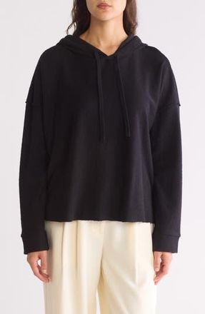 Eileen Fisher Organic Cotton Cropped Hoodie in Black at Nordstrom Rack, Size Large