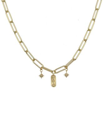 Rachel Reinhardt Jewelry 14K Over Silver Cz Paperclip Necklace