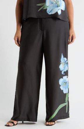 Vince Camuto Floral Wide Leg Pull-On Pants in Sky at Nordstrom Rack, Size 1 X