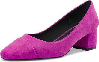 Castamere Women Chunky Block Mid Heel Cap Toe Slip-on Pumps Court Shoe Basic Classic Dress 5 CM Heels Magenta Peach Red 8 UK