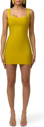 Naked Wardrobe Knit Sculpt Bandage Minidress in Lemon at Nordstrom, Size X-Large