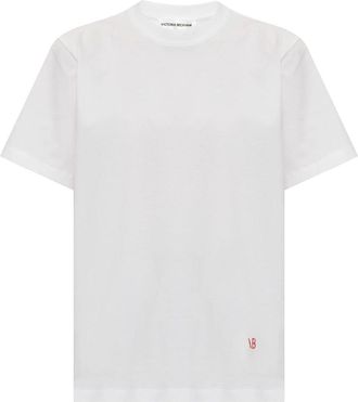 Victoria Beckham logo-embroidered cotton T-shirt - women - Cotton - L - White