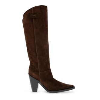 Moschino Su&egrave;de kniehoge laarzen met hak - Dames - Schoenen - Bruin - Maat: 38 EU Su&egrave;de