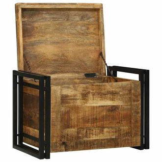 Berkfield Home Storage Box 60 x 40 x 41 cm - Solid Rough Wood Mango in Brown