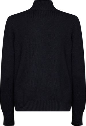 Blanca Vita Womens Knit Sweater, Mock Neck, Black Virgin Wool