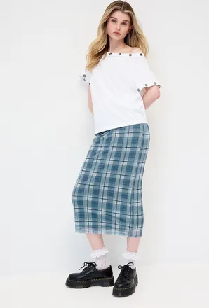 Twik Womens Patterned mesh midi skirt