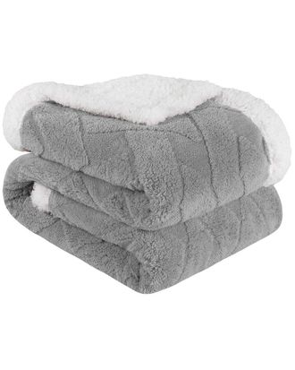 Superior Reversible Jacquard Lattice Fleece Plush Sherpa Blanket
