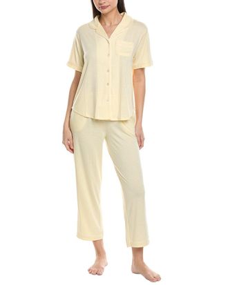 Flora Nikrooz 2pc Knit Notch Collar Capri Pajama Set