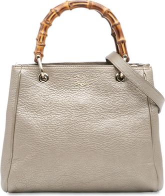 Gucci Pre-owned Gucci Small Calfskin Bamboo Shopper Satchel Ladies BZB36SJCF175CLRU