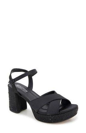Kenneth Cole Reaction Reeva Platform Sandal in Black Silk at Nordstrom Rack, Size 6.5