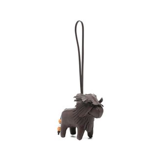 Tod's Accessoires, Dames, Bruin, ONE Size, Leer, Lederen sleutelhanger met franjes en leeuwenmotief