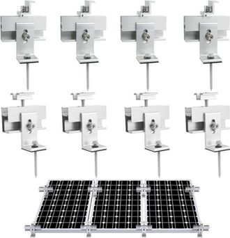 OEM Paquete De 8 Soportes De Montaje De Aluminio Para Paneles Solares, Para 3 Paneles Solares, Mini Riel De Montaje, Soporte En Z Y 2 Abrazaderas Centrale