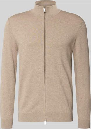 Profuomo Cardigan mit Stehkragen und Zweiwege-Rei&szlig;verschluss in Beige, Gr&ouml;&szlig;e XL