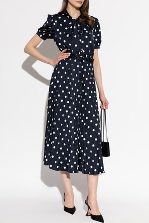 Self Portrait Dress With Polka Dot Pattern, Womens, Navy Blue
