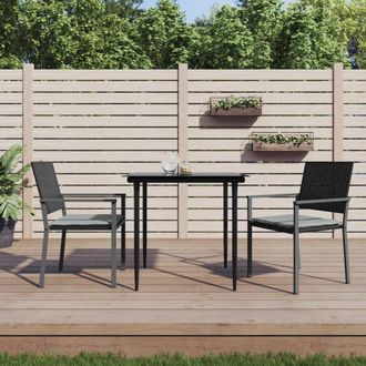 vidaXL Vidaxl - Sillas Jard&iacute;n Cojines 2 Uds Rat&aacute;n Sint&eacute;tico Negro 54x62,5x89 Cm