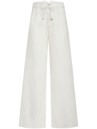 Etro belted high-rise wide-leg jeans - White