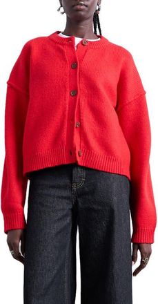 Topshop Exposed Seam Relaxed Fit Cardigan in Red at Nordstrom, Size X-Small