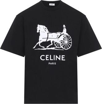 Celine Celine, Tops, Heren, Zwart, XL, Katoen, T-shirt in katoenen jersey