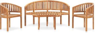 vidaXL 4 Piece Banana Garden Lounge Set Solid Teak Wood vidaXL
