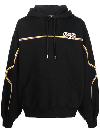 GCDS chest logo-print detail hoodie - Black