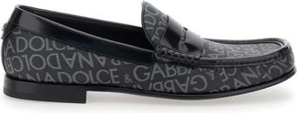 Dolce & Gabbana Zwarte platte schoenen City Blanco Loafer - Heren - Loafers - Zwart - 44 EU - Katoen - Schoenen