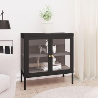 Les Tendances Aparador De Acero Y Vidrio Negro 70x35x70 Cm Vidaxl
