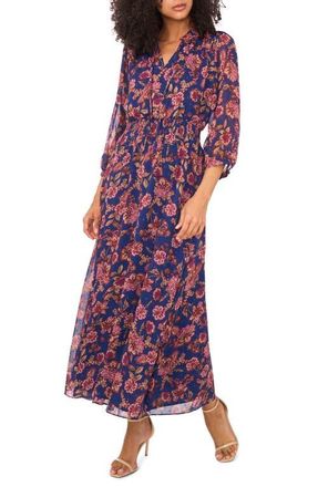 Vince Camuto Metallic Floral Maxi Dress in Deep Sky at Nordstrom, Size X-Large