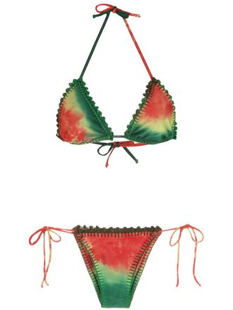 Amir Slama Bikini con fantasia tie dye - Verde