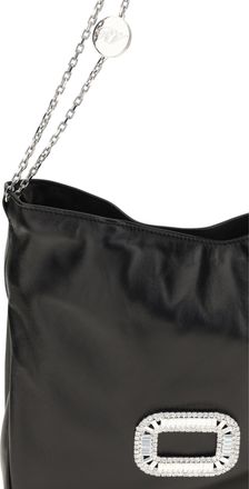 Roger Vivier Womens Handbag Pilgrim Mini Calfskin Black Calf Leather Shoulder Bags