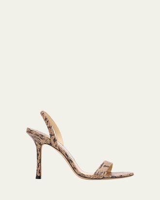 Jimmy Choo London 85mm Jenn Snake-Embossed Leather Sandals