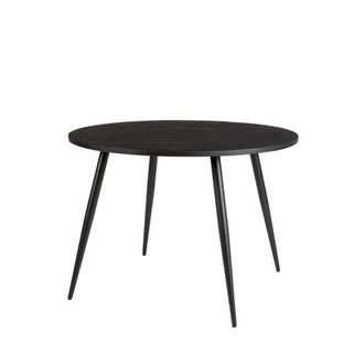 Mathi Design Mesa de comedor redonda de madera reciclada y acero negro