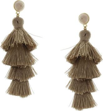 Olivia Welles Lianna Tassel Dangle Earrings in Gold /Taupe at Nordstrom Rack