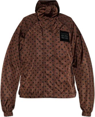 Ganni Jack in Bedrukt Nylon - Dames - Zomerjassen - Bruin - Xs/S - Nylon - Jassen