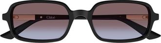 Chlo&eacute; Smalle Rechthoekige Zonnebril - unisex - Zonnebrillen - Zwart - 53 MM - Accessoires