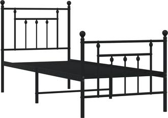 vidaXL Estructura Cama Sin Colch&oacute;n Con Estribo Metal Negro 75x190 Cm Vidaxl