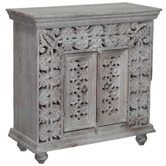 Wanderlust Deco Recibidor de madera gris acabado artesanal 90x40x90cm