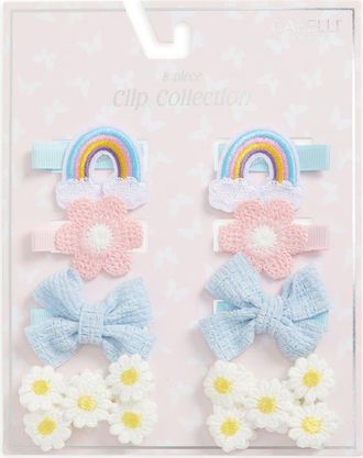 Capelli Kids Assorted 8-Pack Spring Hair Clips in Blue Pale Multi at Nordstrom