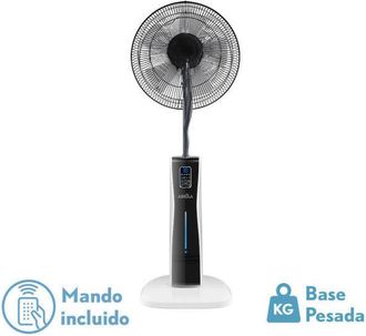 Fabrilamp Ventilador De Pie Corvo Blan/negro 3 Vel.75w.5asp Nebulizador 125x43x40cm Remoto Y Temporizador, Tanque De Agua 2l