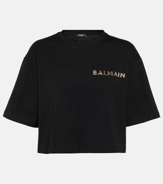 Balmain T-shirt in jersey di cotone con logo
