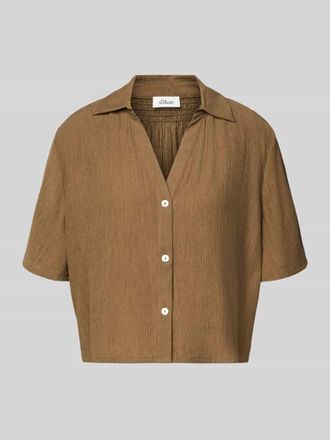 s.Oliver Red Label Boxy Fit Kurzarmbluse aus Viskose-Mix in Mittelbraun, Gr&ouml;&szlig;e 34