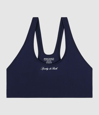 Sporty & Rich Top Signature Logo Sports Dark Navy