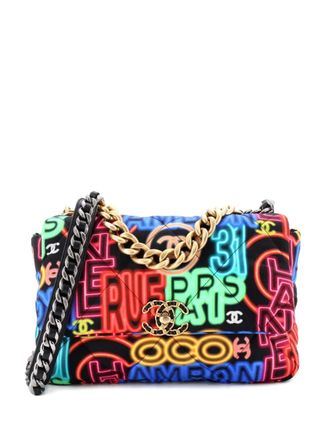 Chanel 19 Flap Bag Quilted Graffiti Print Fabric Medium crossbody bag - Multicolore