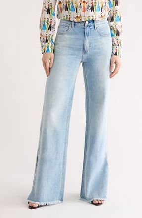 Alice & Olivia Weezy High Waist Full Length Jeans in Gemma Light Blue at Nordstrom Rack, Size 25