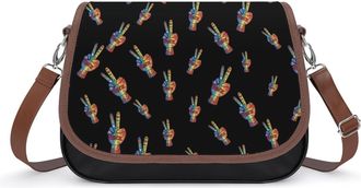 Generic Watercolor Peace Sign Womens Crossbody Bag Fashion Shoulder Handbags Message Tote Bag with Adjustable Strap