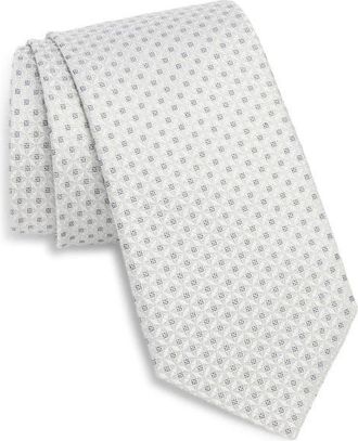 Canali Neat Silk Tie in Silver at Nordstrom