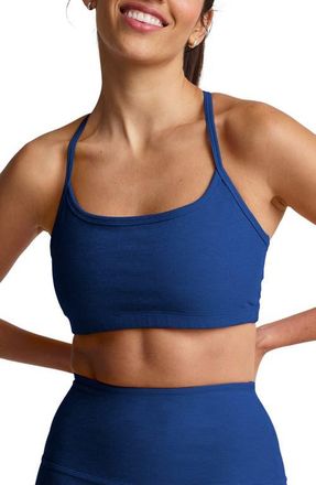Beyond Yoga Space Dye Slim Racerback Sports Bra in Marine Blue Heather at Nordstrom, Size X-Large